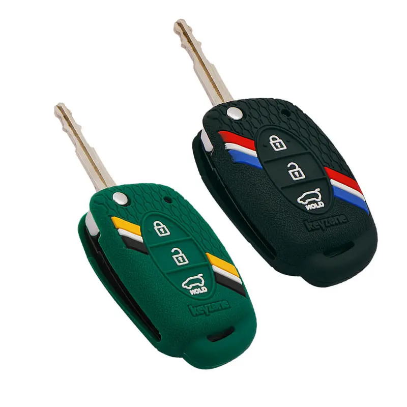 Keyzone Striped Key Cover – Mix Color Combo Offer (Buy 2 & Save) For Creta, I20, Venue, Tucson, Alcazar, Exter, Grand I10, Aura, Xcent Flip Key (Kzs-03) 3