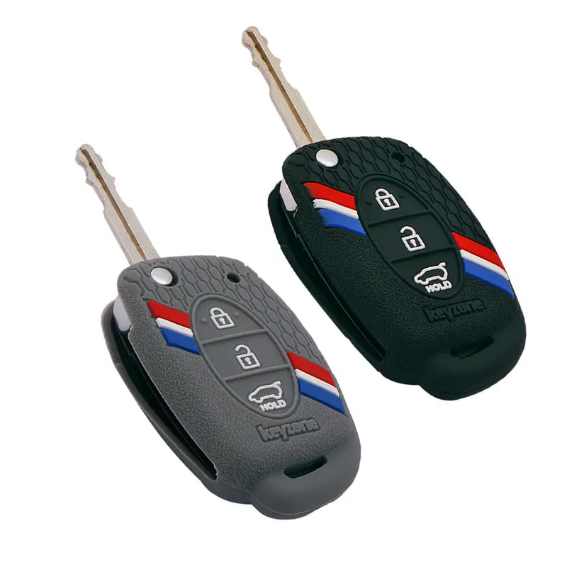 Keyzone Striped Key Cover – Mix Color Combo Offer (Buy 2 & Save) For Creta, I20, Venue, Tucson, Alcazar, Exter, Grand I10, Aura, Xcent Flip Key (Kzs-03) 4