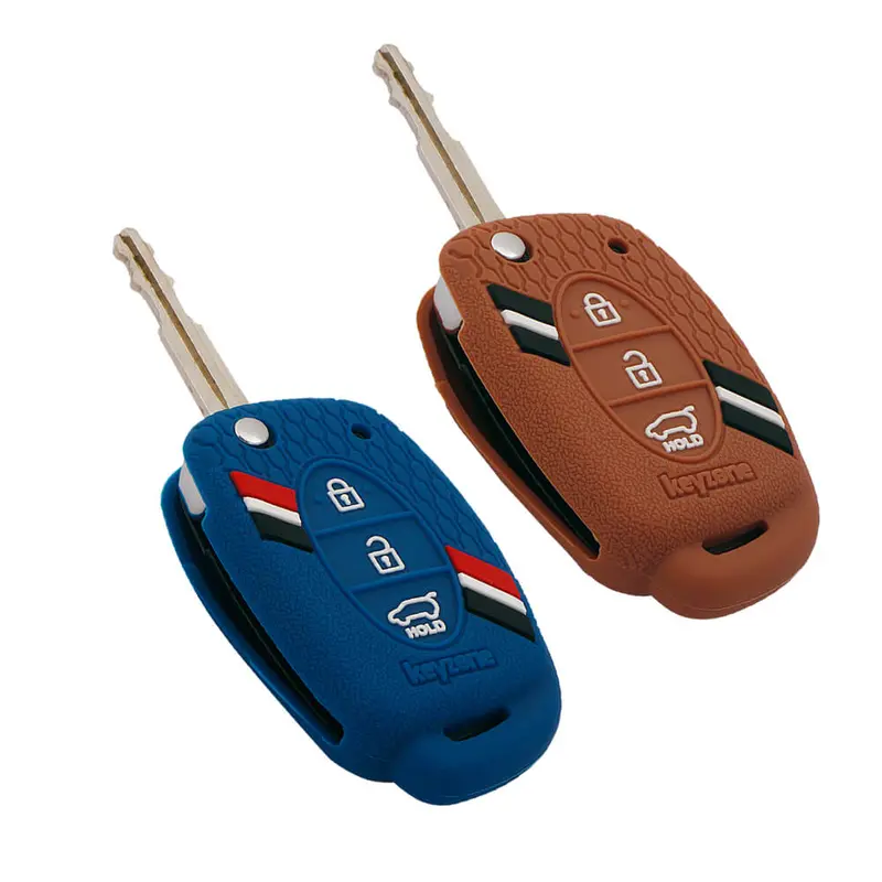 Keyzone Striped Key Cover – Mix Color Combo Offer (Buy 2 & Save) For Creta, I20, Venue, Tucson, Alcazar, Exter, Grand I10, Aura, Xcent Flip Key (Kzs-03) 6
