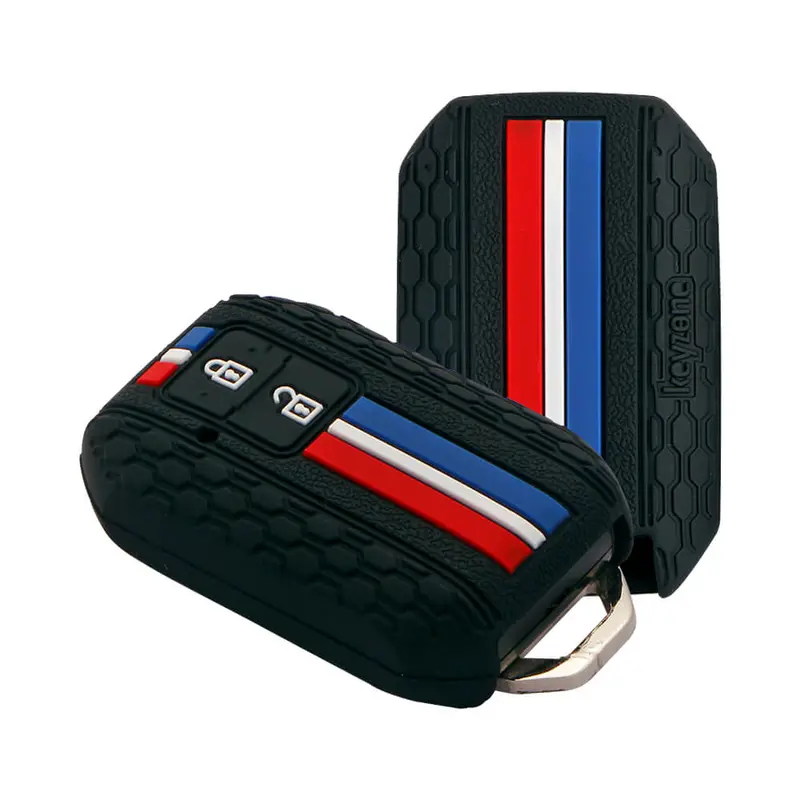 Keyzone Striped Key Cover – Mix Color Combo Offer (Buy 2 & Save) For Glanza, Urban Cruiser Hyryder, Rumion 2 Button Smart Key (Kzs-01) 11