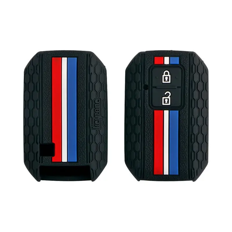 Keyzone Striped Key Cover – Mix Color Combo Offer (Buy 2 & Save) For Glanza, Urban Cruiser Hyryder, Rumion 2 Button Smart Key (Kzs-01) 16