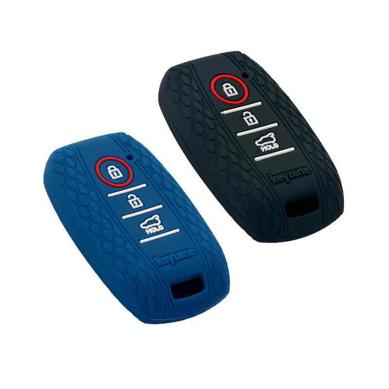 Keyzone Striped Key Cover – Mix Color Combo Offer (Buy 2 & Save) For Seltos 3 Button Smart Key (Kzs-09) 1