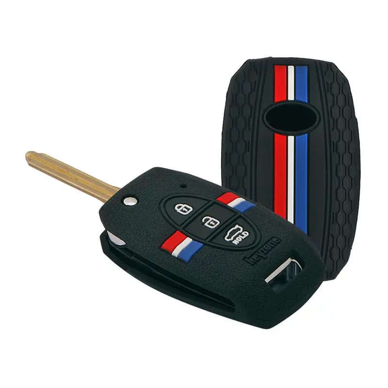 Keyzone Striped Key Cover – Mix Color Combo Offer (Buy 2 & Save) For Seltos, Sonet, Carens 3 Button Flip Key (Kzs-08) 11