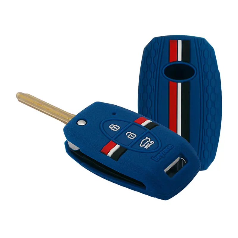 Keyzone Striped Key Cover – Mix Color Combo Offer (Buy 2 & Save) For Seltos, Sonet, Carens 3 Button Flip Key (Kzs-08) 12