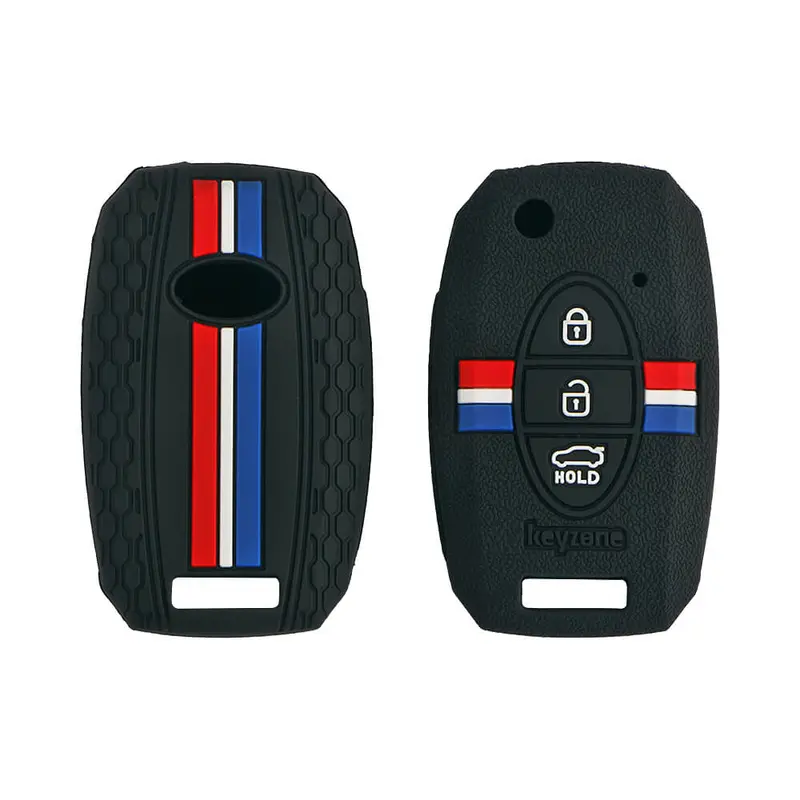 Keyzone Striped Key Cover – Mix Color Combo Offer (Buy 2 & Save) For Seltos, Sonet, Carens 3 Button Flip Key (Kzs-08) 16
