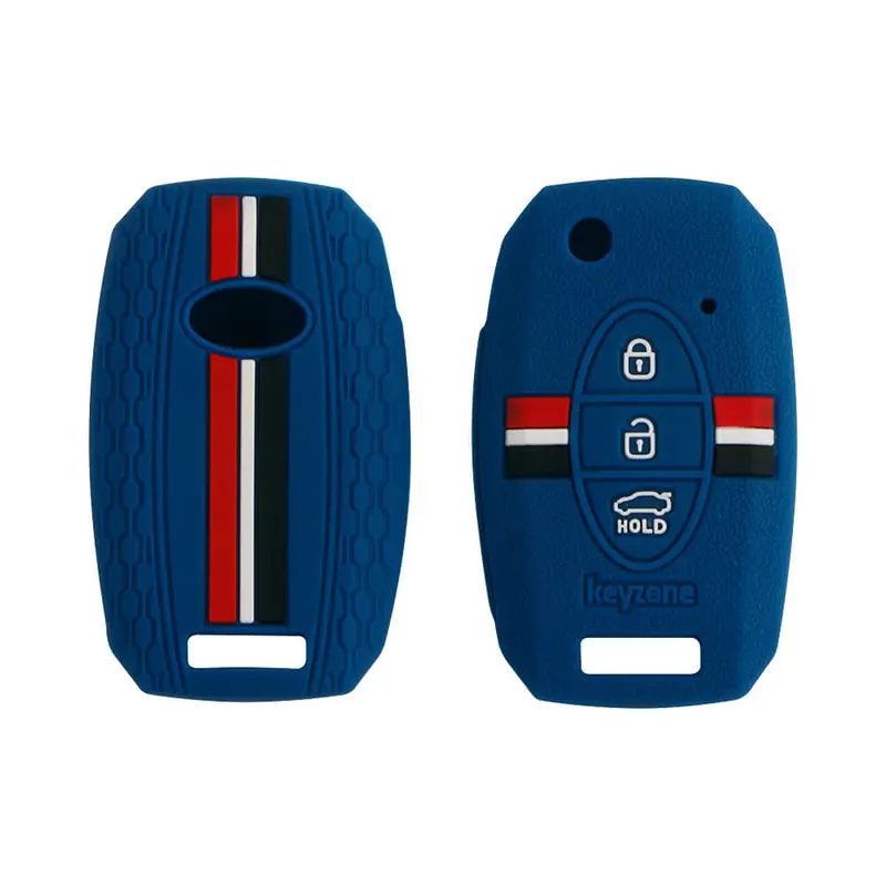 Keyzone Striped Key Cover – Mix Color Combo Offer (Buy 2 & Save) For Seltos, Sonet, Carens 3 Button Flip Key (Kzs-08) 18