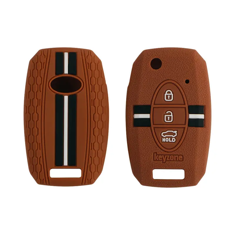 Keyzone Striped Key Cover – Mix Color Combo Offer (Buy 2 & Save) For Seltos, Sonet, Carens 3 Button Flip Key (Kzs-08) 19