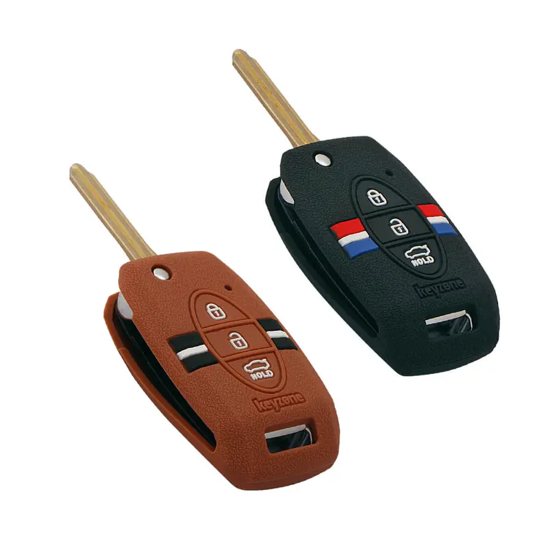 Keyzone Striped Key Cover – Mix Color Combo Offer (Buy 2 & Save) For Seltos, Sonet, Carens 3 Button Flip Key (Kzs-08) 2