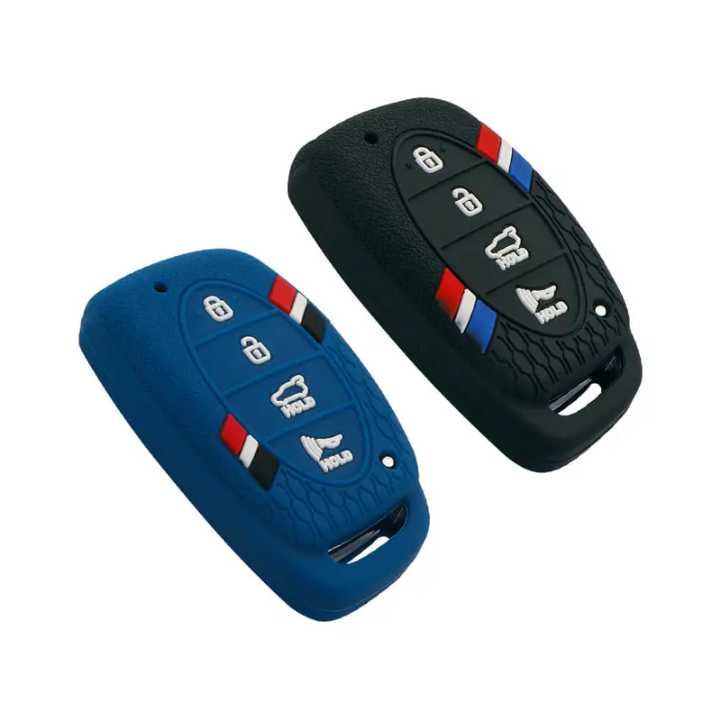 Keyzone Striped Key Cover – Mix Color Combo Offer (Buy 2 & Save) For Venue, Elantra, Tucson, I20 N Line 2021, Creta 2020, I20 2020 Hyundai 4 Button Smart Key (Kzs-06) 1
