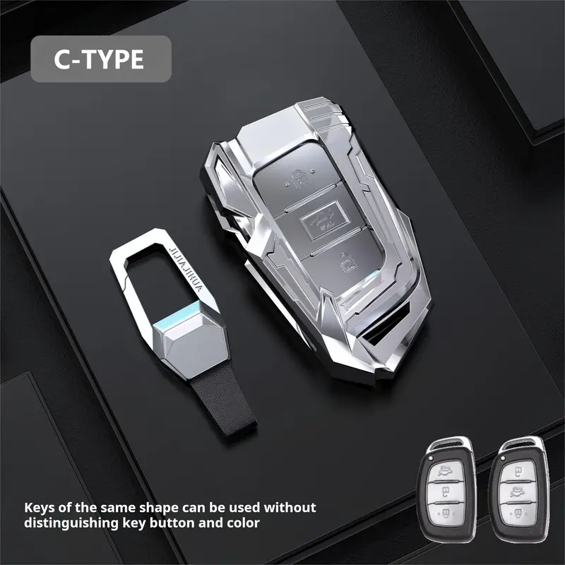 Keyzone Trf Series Key Cover For I20, Creta, Venue, Tucson, Alcazar, Verna, Xcent, Aura, Elantra 3 Button Smart Key (Trf07_Wb) 1
