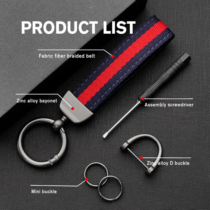 Keyzone Unisex Fabric Striped Keychain Keyring Keyholder For Car Keys (Kr03) 4