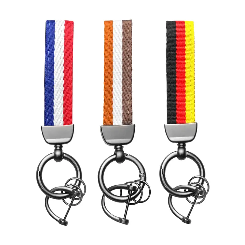 Keyzone Unisex Fabric Striped Keychain Keyring Keyholder For Car Keys (Kr03, Pack Of 3) 1