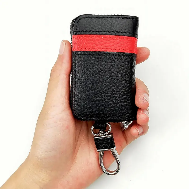 Keyzone Unisex Mens Womens Premium Band Pattern Leather Car Key Holder Bag Keychain Case Wallet With Zipper Closure (Kw05) 2