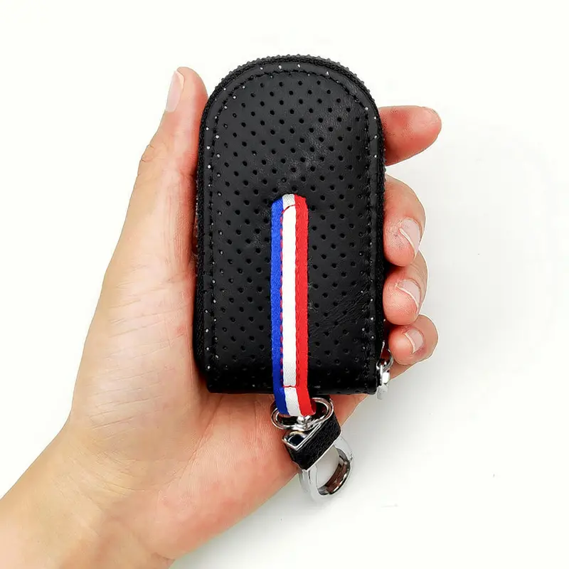Keyzone Unisex Mens Womens Premium Fran Pattern Leather Car Key Holder Bag Keychain Case Wallet With Zipper Closure (Kw07) 1