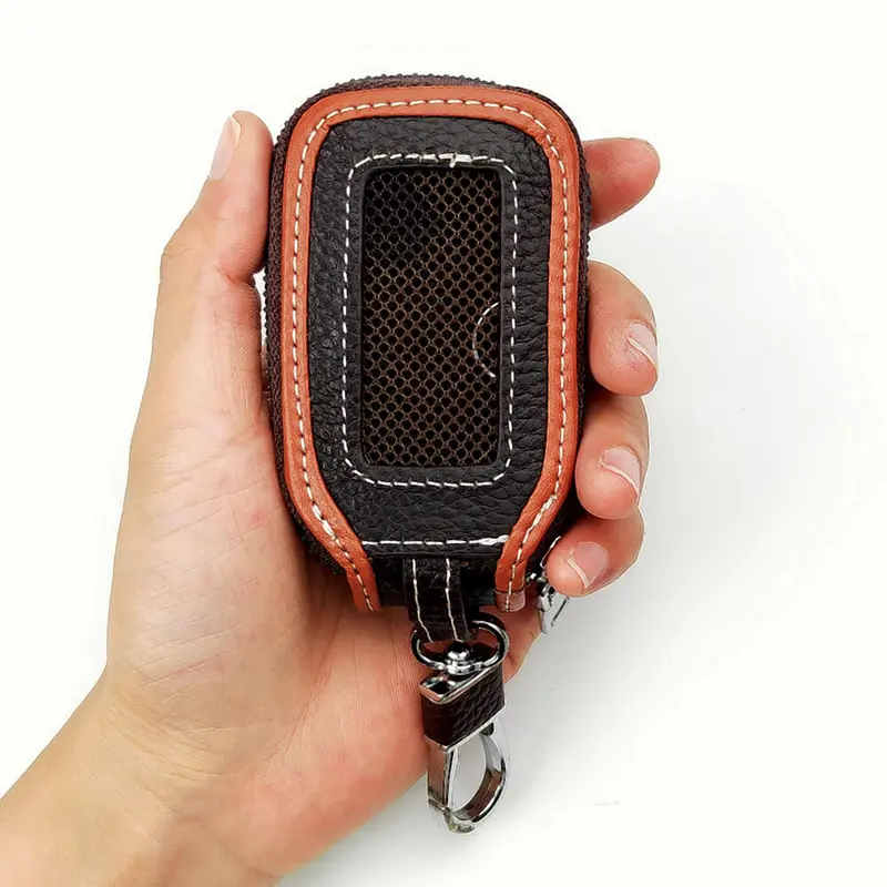 Keyzone Unisex Mens Womens Premium Mesh Pattern Leather Car Key Holder Bag Keychain Case Wallet With Zipper Closure (Kw03) 1