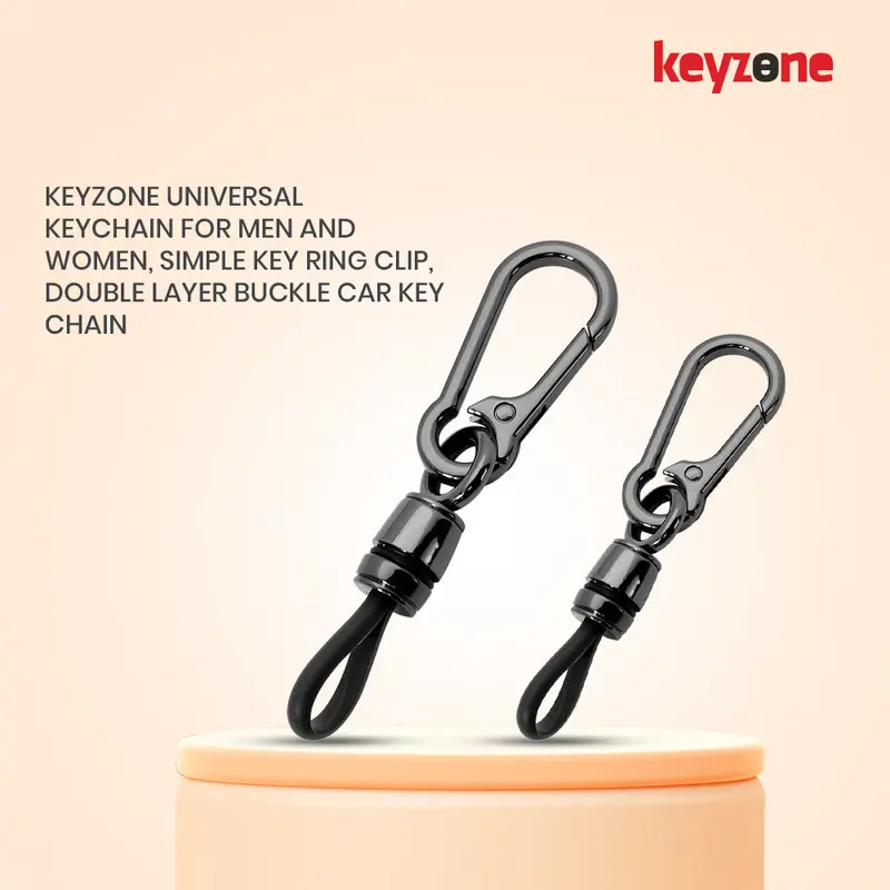 Keyzone Universal Keychain For Men And Women, Simple Key Ring Clip, Double Layer Buckle Car Key Chain (Pack Of 1) 2