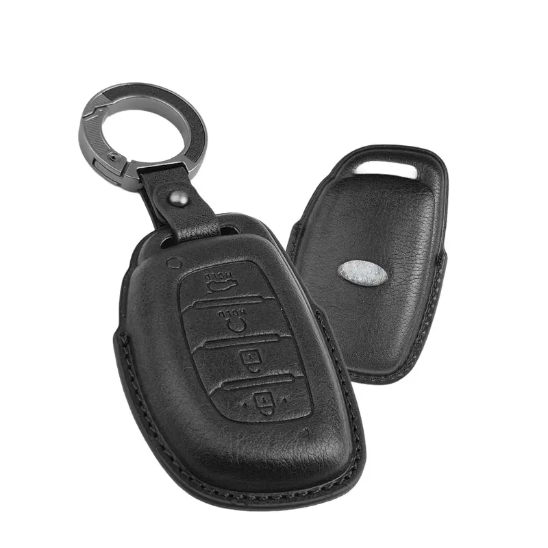 Keyzone Vintage Leather Key Cover Compatible For Hyundai Alcazar, Creta Ev, Creta 2021 Onwards 4 Button Smart Key (Vl67) 1