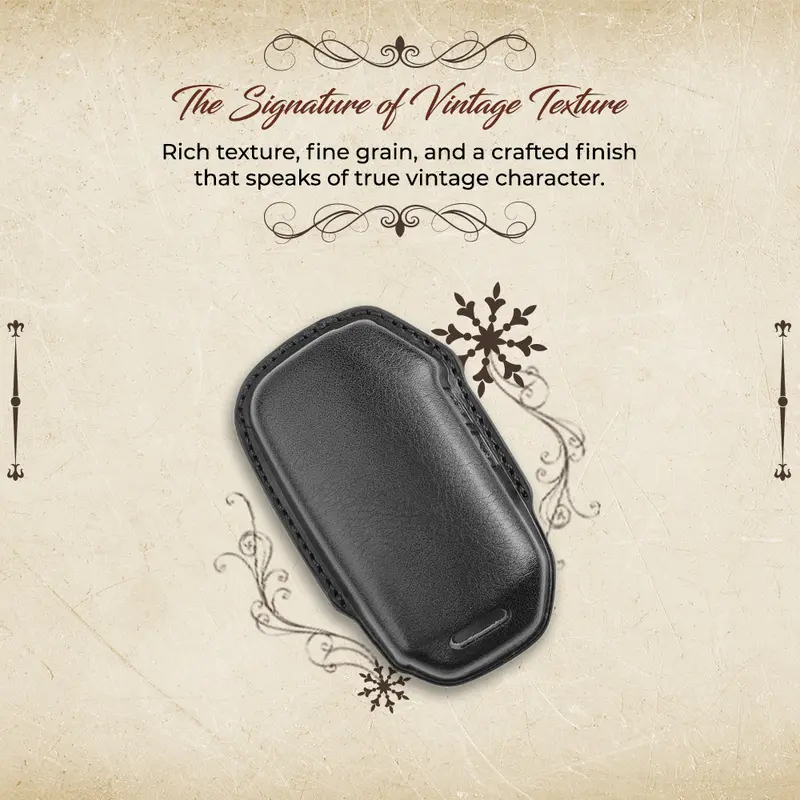 Keyzone Vintage Leather Key Cover Compatible For Kia Seltos, Sonet, Carens 2023 Onwards 3 Button Smart Key (Vl79) 2