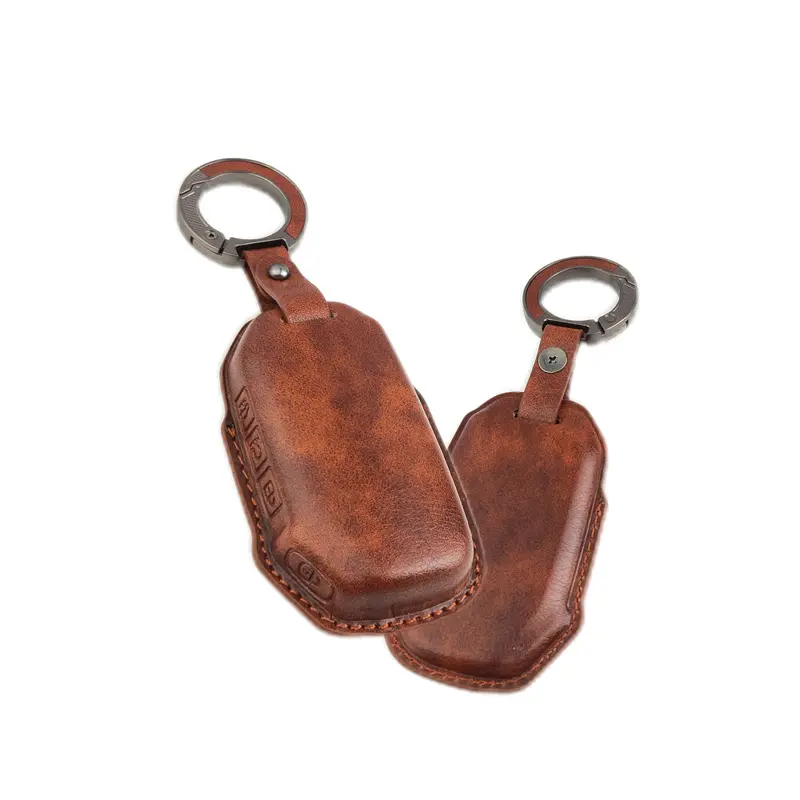 Keyzone Vintage Leather Key Cover Compatible For Kia Seltos, Sonet, Carens 2023 Onwards 3 Button Smart Key (Vl79) 2