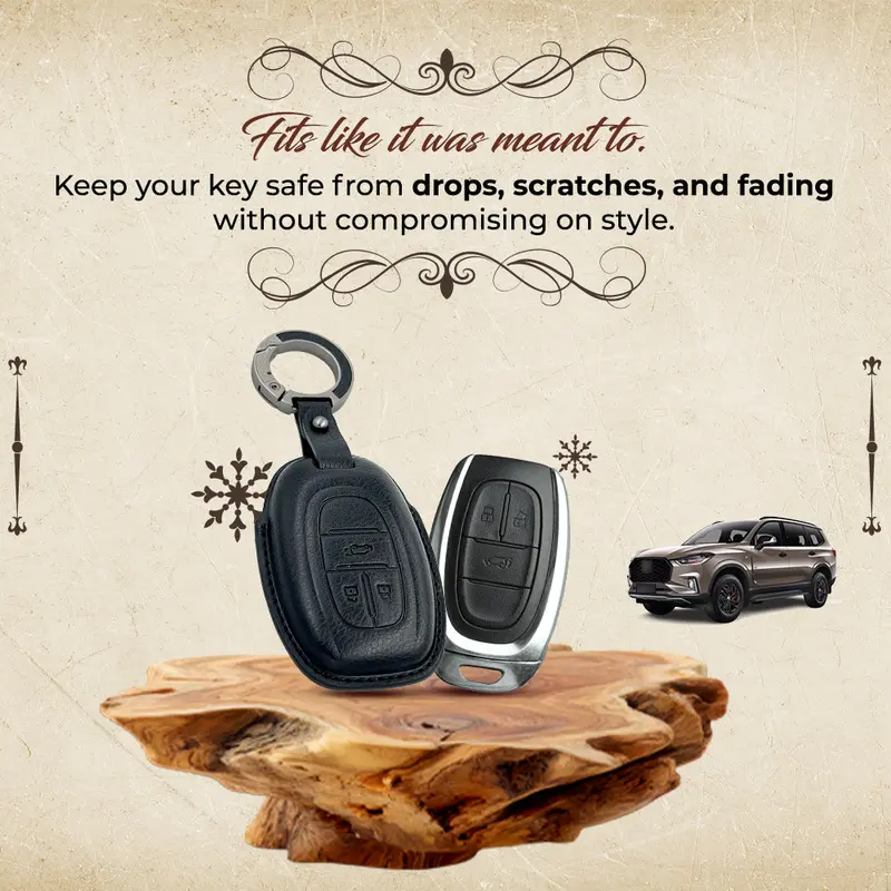 Keyzone Vintage Leather Key Cover Compatible For Mg Gloster 3 Button Smart Key (Vl87) 2