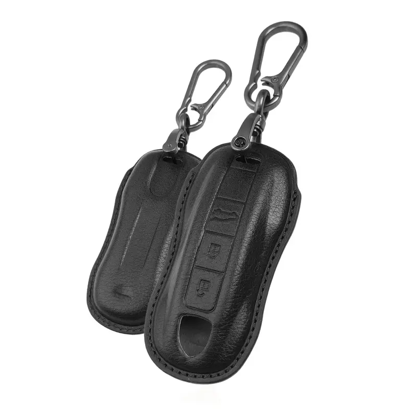 Keyzone Vintage Leather Key Cover Compatible For Porsche 911, Cayenne, Panamera, Taycan 3 Button Smart Key (Vl81) 1
