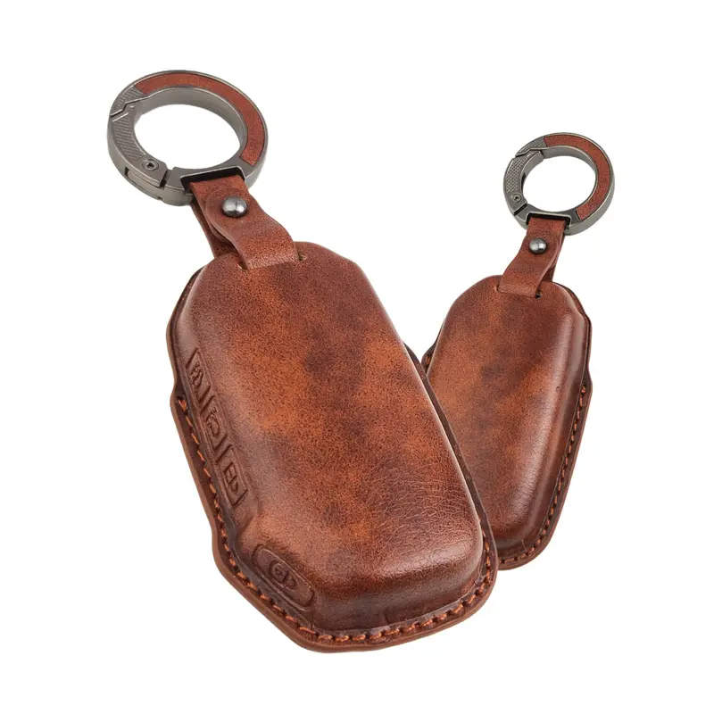 Keyzone Vintage Leather Key Cover Fit For Kia Seltos, Sonet 2023 Facelift 4 Button Smart Key (Vl77) 2