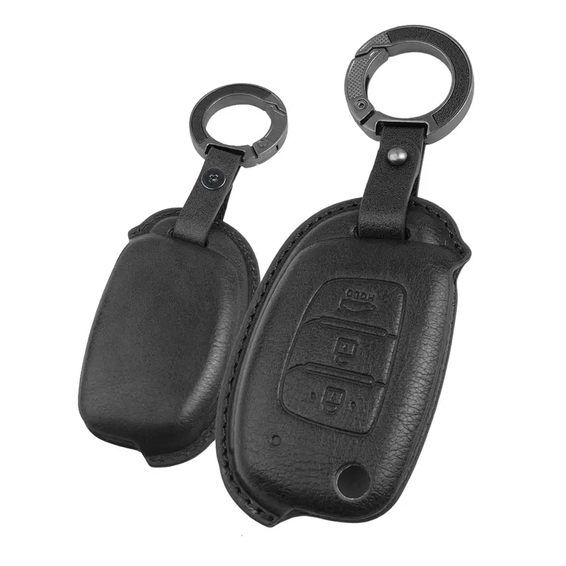 Keyzone Vintage Leather Key Cover For Hyundai Exter, I20, Creta, Venue, Tucson, Alcazar, Grand I10, Aura, Xcent Flip Key(Vl10) 1