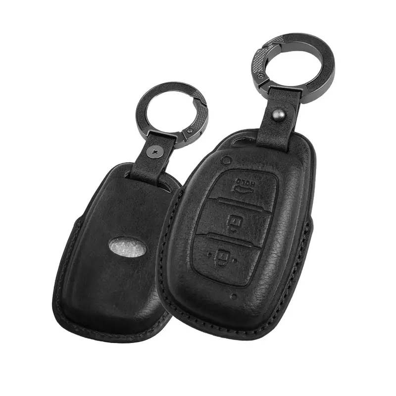 Keyzone Vintage Leather Key Cover For Hyundai I20, Creta, Venue, Tucson, Alcazar, Grand I10, Verna, Xcent, Aura, Elantra 3 Button Smart Key(Vl07) 1