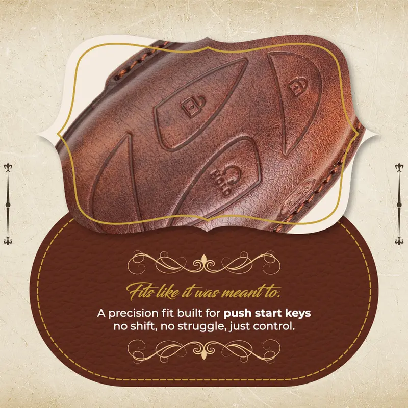 Keyzone Vintage Leather Key Cover For Hyundai Venue N Line 3 Button Smart Key (Vl93) 2
