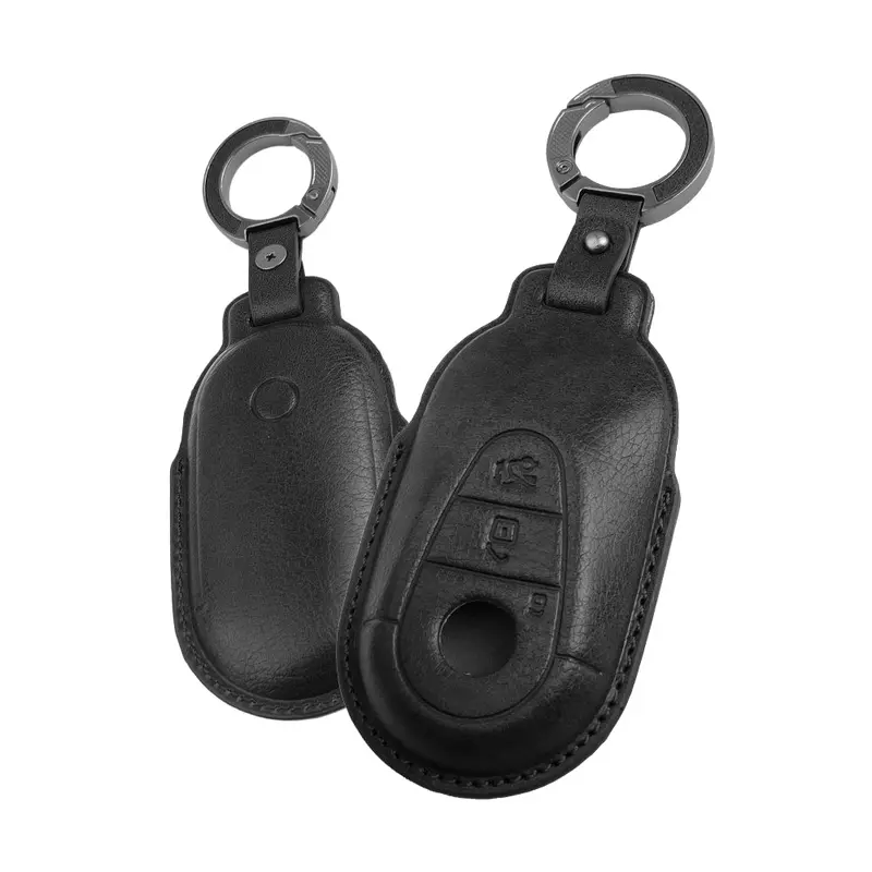 Keyzone Vintage Leather Key Cover For Mercedes Benz S-Class G-Class E-Class 2022 Onwards 3 Button Smart Key (Vl71) 1