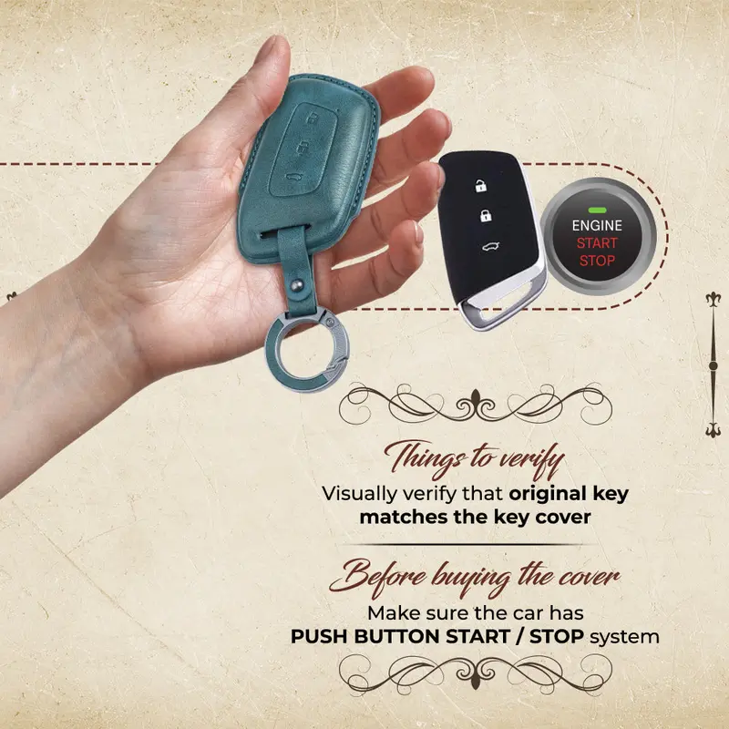Keyzone Vintage Leather Key Cover For Mg Hector, Windsor Ev 3 Button Smart Key (Vl64) 2