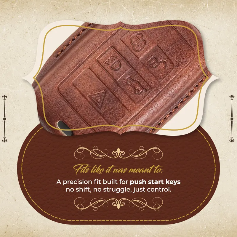 Keyzone Vintage Leather Key Cover For Range Rover: Sport, Evoque, Velar, Discovery, Defender 5 Button Smart Key (Vl73) 2