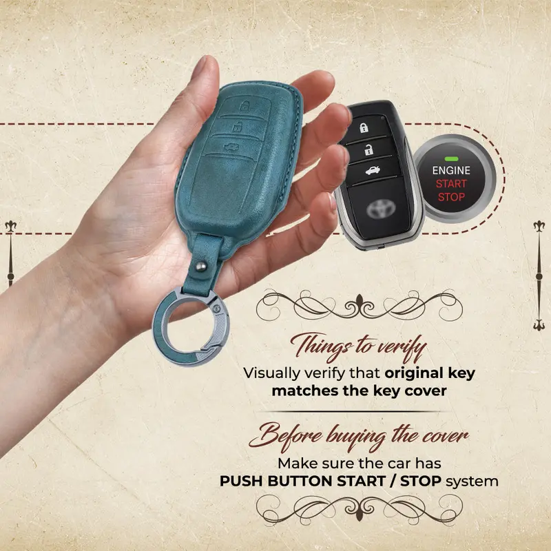 Keyzone Vintage Leather Key Cover For Toyota Fortuner, Legender, Land Cruiser, Innova Hycross 3 Button Smart Key(Vl18-3B) 2