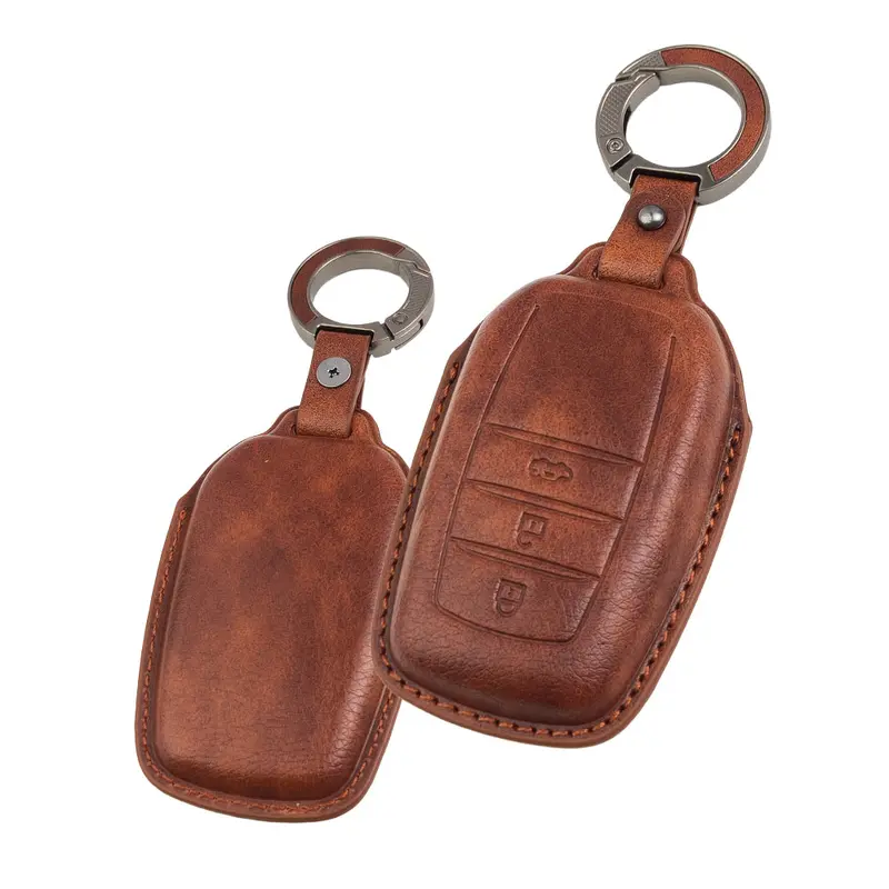 Keyzone Vintage Leather Key Cover For Toyota Fortuner, Legender, Land Cruiser, Innova Hycross 3 Button Smart Key(Vl18-3B) 3
