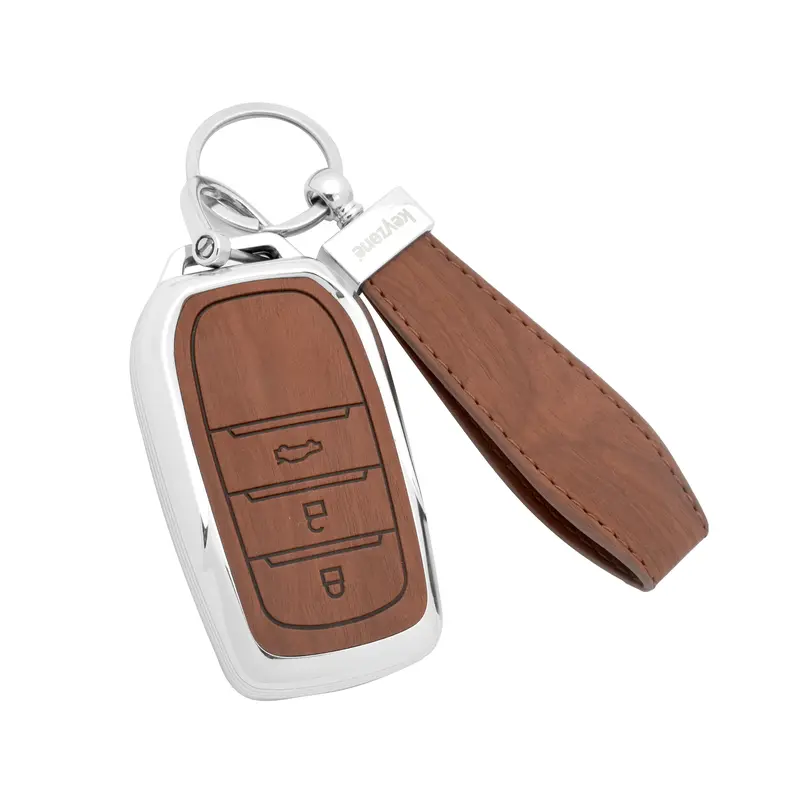 Keyzone Woodgrain Tpu Key Cover & Keychain For Fortuner, Legender, Land Cruiser, Suzuki Invicto 3 Button Smart Key (Wdtp18_3B) 1