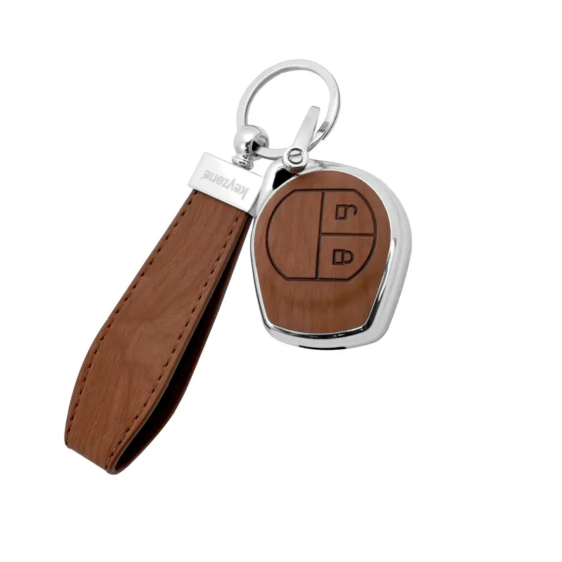 Keyzone Woodgrain Tpu Key Cover & Keychain For Fronx, Jimny, Swift, Dzire, Xl6, Ignis, Grand Vitara, Brezza, Wagonr, Vitara Brezza, Celerio, Ertiga, Ciaz, Scross, Baleno, Alto 2B Remote Key (Wdtp23) 1
