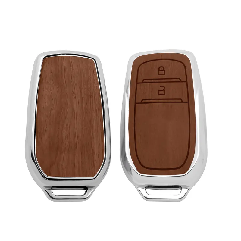 Keyzone Woodgrain Tpu Key Cover & Keychain For Innova Crysta, Innova Hycross, Hilux 2 Button Smart Key (Wdtp18_2B) 2