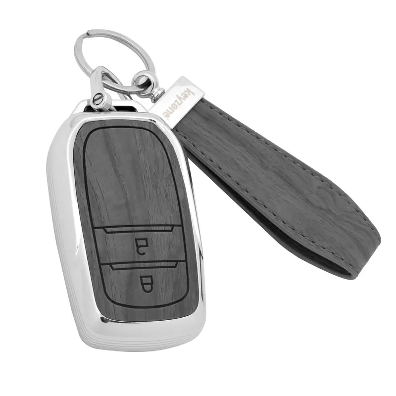Keyzone Woodgrain Tpu Key Cover & Keychain For Innova Crysta, Innova Hycross, Hilux 2 Button Smart Key (Wdtp18_2B) 2