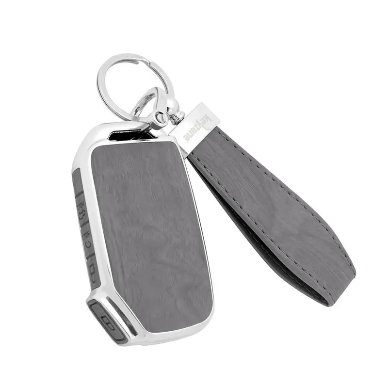 Keyzone Woodgrain Tpu Key Cover & Keychain For Kia Carens Clavis, Seltos, Sonet 2023 Onwards 4 Button Smart Key (Wdtp77) 1