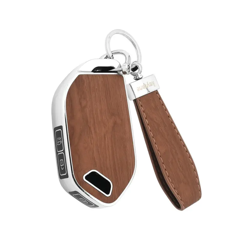 Keyzone Woodgrain Tpu Key Cover & Keychain For Kia Seltos 2026, Syros, Seltos, Ev6, Ev9 Smart Key (Wdtp89) 1