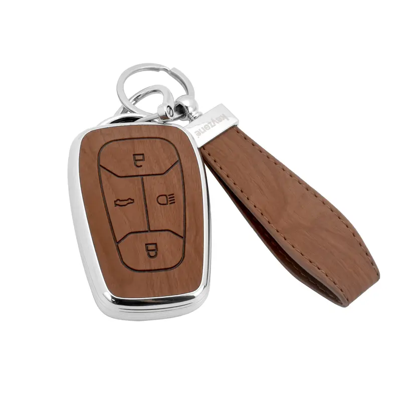 Keyzone Woodgrain Tpu Key Cover & Keychain For Nexon, Harrier, Safari, Altroz, Punch, Tigor Smart Key (Wdtp08) 1