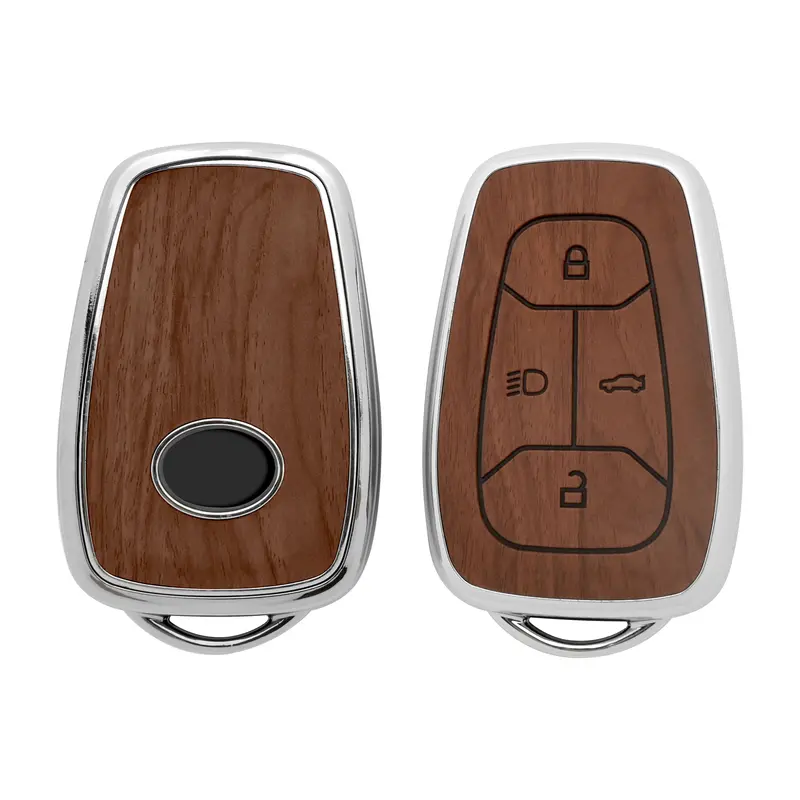 Keyzone Woodgrain Tpu Key Cover & Keychain For Nexon, Harrier, Safari, Altroz, Punch, Tigor Smart Key (Wdtp08) 2