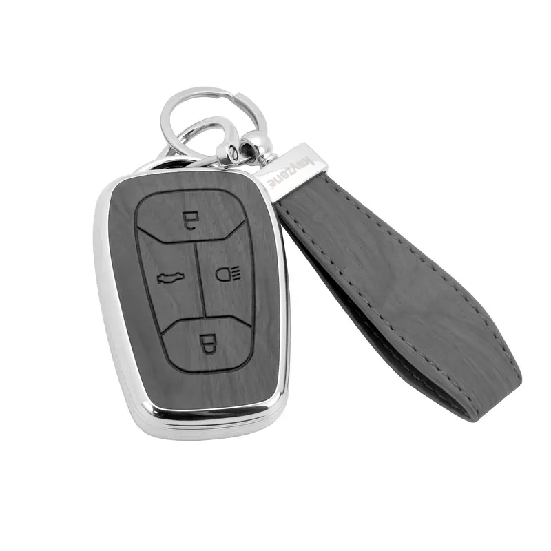 Keyzone Woodgrain Tpu Key Cover & Keychain For Nexon, Harrier, Safari, Altroz, Punch, Tigor Smart Key (Wdtp08) 2