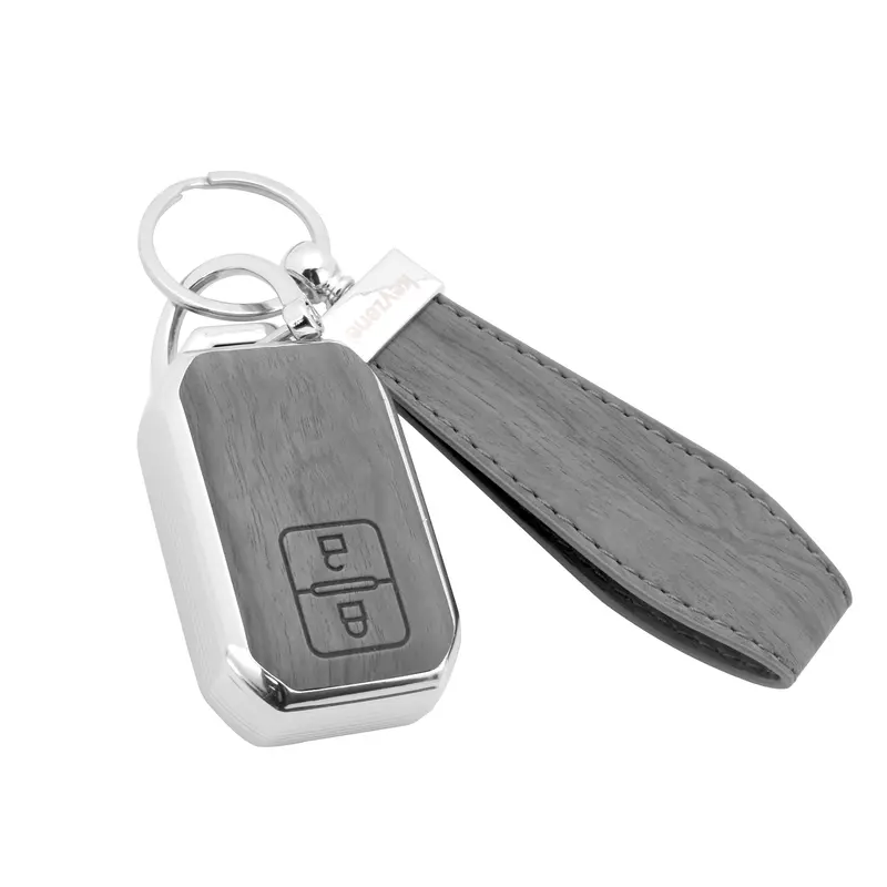 Keyzone Woodgrain Tpu Key Cover & Keychain For Victoris, Baleno, Jimny, Swift, Ertiga, Grand Vitara, Xl6, Brezza, Fronx, Dzire, Glanza 2 Button Smart Key (Wdtp05) 1