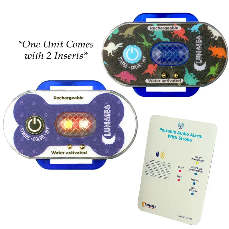 Lunasea Child/Pet Safety Water Activated Strobe Light W/Rf Transmitter  Portable Audio/Visual Receiver - Blue Case [Llb-63Bb-F0-K2] 1