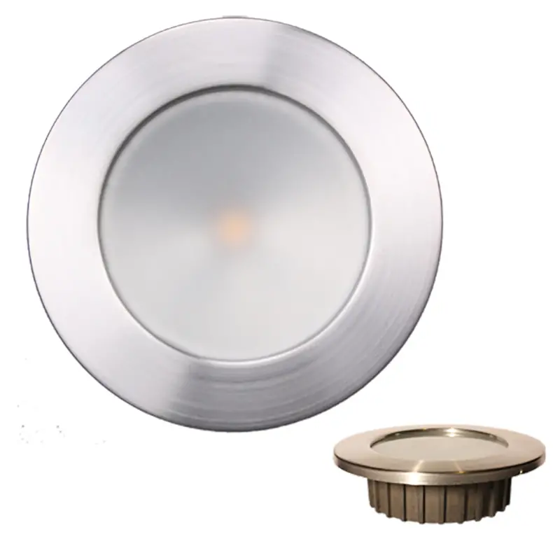 Lunasea Zero Emi Recessed 3.5 Led Light - Warm White, Red W/Brushed Stainless Steel Bezel - 12Vdc [Llb-46Wr-0A-Bn] 1