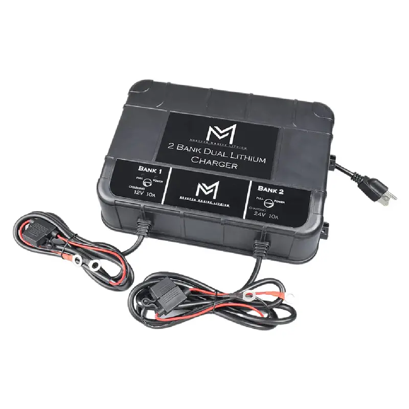 Monster Marine Dual Bank 12V Lithium Cranking And 24V Lithium Waterproof Battery Charger 1