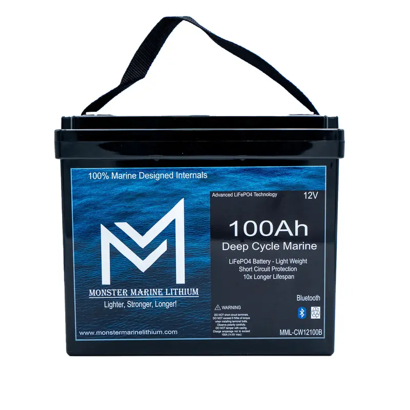 Monster Marine Lithium 12V 100Ah Slim Deep Cycle Battery 1