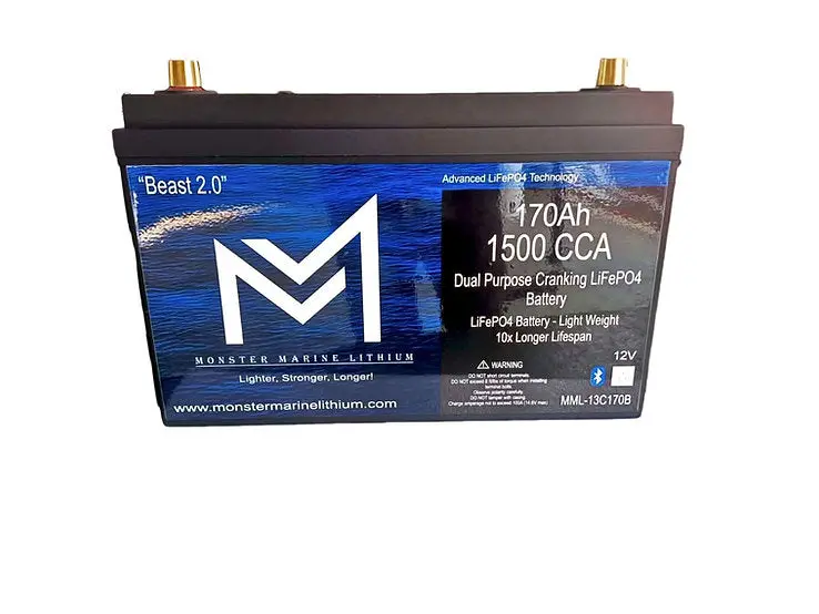 Monster Marine Lithium 12V 170Ah 1500Cca Battery W/ Bluetooth [Mml-13C170b] 1
