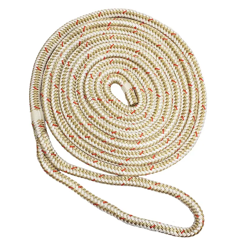New England Ropes 1/2" Double Braid Dock Line - White/Gold W/Tracer - 15 [C5059-16-00015] 1